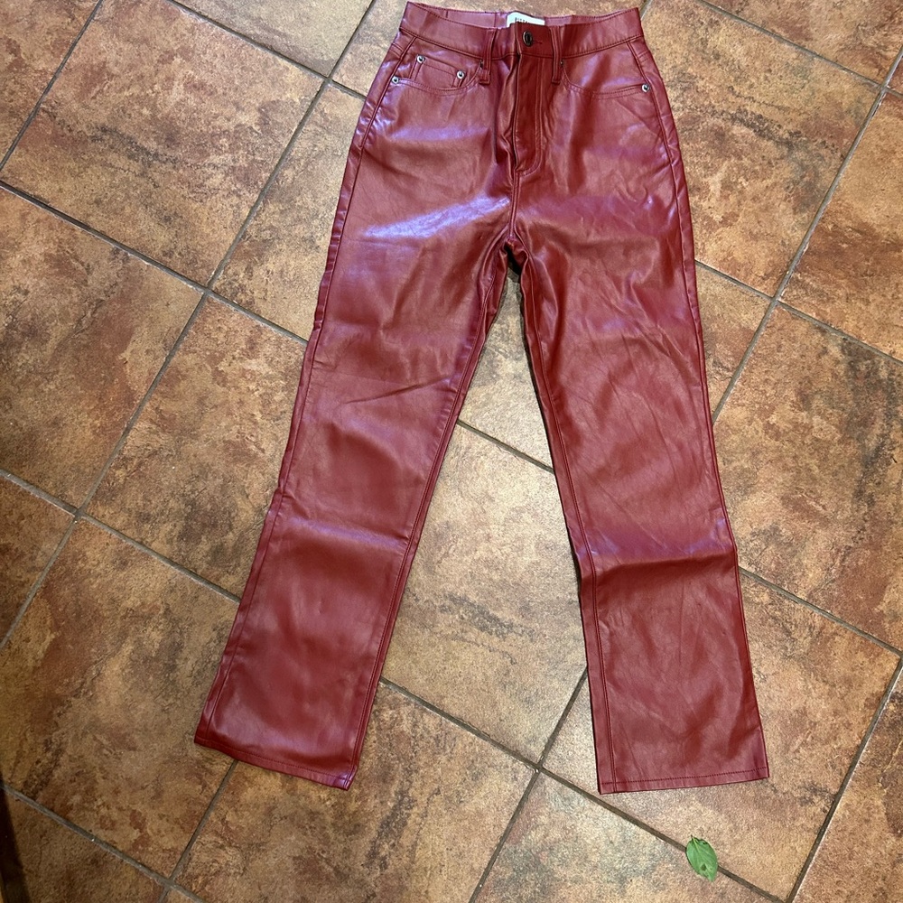 Pistols Faux Leather Pants Red Size 24